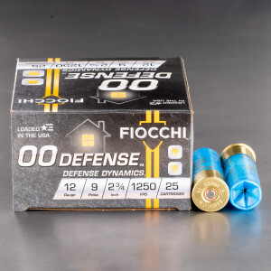 250rds – 12 Gauge Fiocchi 2-3/4" 9 Pellets 00 Buckshot Ammo