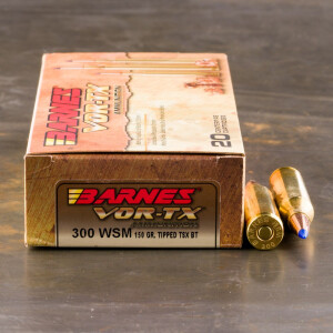 20rds - 300 WSM Barnes VOR-TX Polymer Tip 150gr. Tipped TSX Boattail Ammo