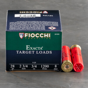 25rds - 28 Gauge Fiocchi Exacta Target Loads 2-3/4" 3/4 oz. #8 Shot