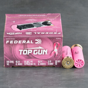 25rds - 12 Gauge Federal Top Gun Target Load 2 3/4" 1 1/8oz. #8 Shot Pink Hull Ammo