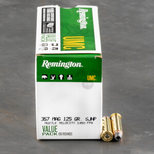 100rds - 357 Mag Remington 125gr. Semi Jacketed Hollow Point Ammo