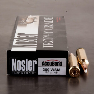 20rds - 300 WSM NoslerCustom Trophy Grade 180gr. Accubond Polymer Tip Ammo