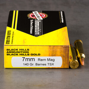 20rds - 7mm Rem Mag Black Hills Gold 140gr. Barnes Triple Shock HP Ammo