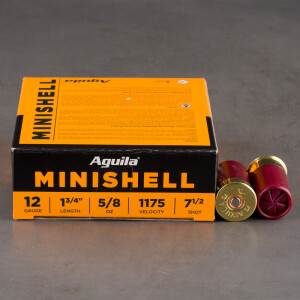 25rds – 12 Gauge Aguila Minishell 1-3/4" 5/8oz. #7.5 Shot Ammo
