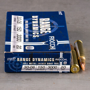 20rds - 30-06 Fiocchi 150gr. Full Metal Jacket  Boat Tail Ammo