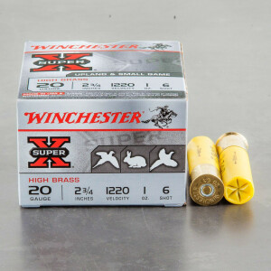 250rds - 20 Gauge Winchester Super-X High Brass Game Load 2 3/4" 1 oz. #6 Shot