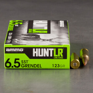 20rds – 6.5 Grendel Ammo Inc. Hunt LR 123gr. SST Ammo