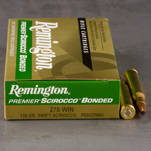 20rds - 270 Win Remington Premier 130gr. Swift Scirocco Bonded Ammo