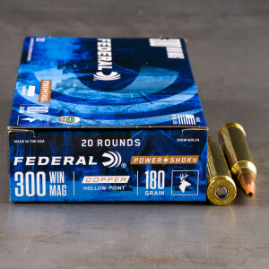20rds – 300 Win Mag Federal Power-Shok 180gr. Copper HP Ammo