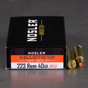 20rds – 223 Rem Nosler 40gr. Ballistic Tip Lead-Free Ammo