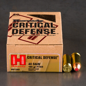 20rds - 40 S&W Hornady Critical Defense 165gr. HP Ammo