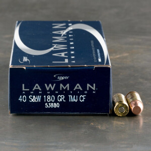 50rds - 40 S&W Speer Lawman Clean-Fire 180gr. TMJ Ammo