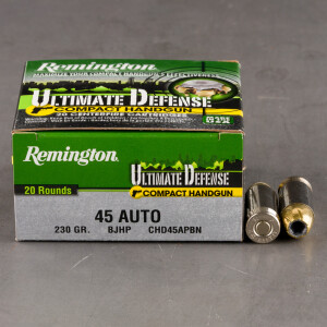 500rds - 45 ACP Remington Ultimate Defense Compact Handgun 230gr. BJHP Ammo