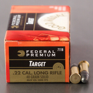 50rds - 22LR Federal Gold Medal Target 40gr. Solid Point Ammo