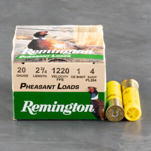 25rds - 20 Gauge Remington Pheasant Load 2 3/4" 1oz. #4 Shot Ammo
