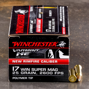50rds - 17 Win Super Mag Winchester Varmint HE 25gr. Polymer Tip Ammo