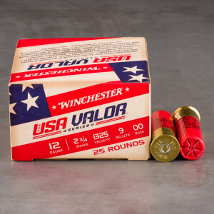 250rds – 12 Gauge Winchester USA VALOR 2-3/4" 9 Pellets 00 Buckshot Ammo