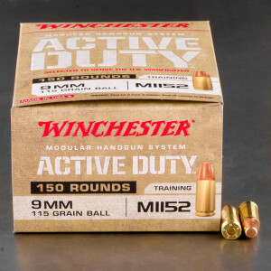 150rds – 9mm Winchester Active Duty 115gr. FMJ M1152 Ammo