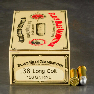 50rds - 38 Long Colt Black Hills 158gr. RNL Cowboy Ammo