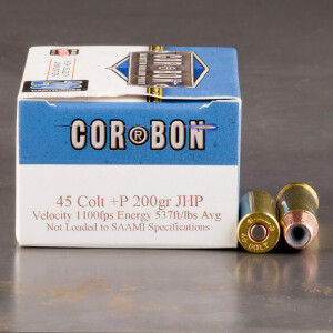 20rds - 45 Long Colt Corbon 200gr. +P HP Ammo