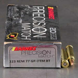 20rds – 223 Rem Barnes Precision Match 77gr. OTM BT Ammo