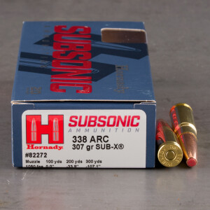 20rds – 338 ARC Hornady Subsonic 307gr. Sub-X Ammo