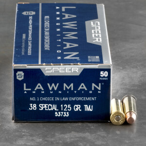 1000rds – 38 Special Speer Lawman 125gr. TMJ Ammo