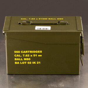 560rds – 7.62x51 Igman 147gr. FMJ M80 Ammo in Ammo Can
