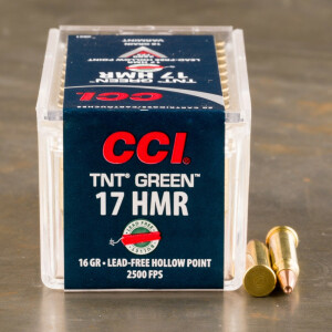 50rds - 17 HMR CCI TNT Green 16gr. Lead Free Hollow Point Ammo