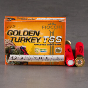 5rds – 410 Bore Fiocchi Golden Turkey TSS 3" 13/16oz. #9 Shot Ammo
