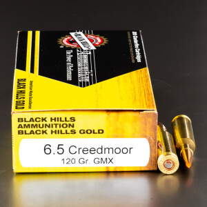 20rds – 6.5 Creedmoor Black Hills Gold 120gr. GMX Ammo
