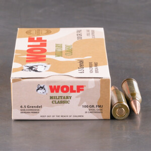 500rds – 6.5 Grendel Wolf Military Classic 100gr. FMJ Ammo
