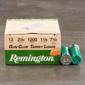 250rds - 12 Gauge Remington Gun Club 2 3/4" 1 1/8oz. #7 1/2 Shot Ammo