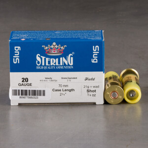200rds – 20 Gauge Sterling 2-3/4" 3/4oz. Rifled Slug Ammo