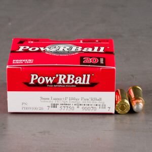 20rds - 9mm Corbon Pow'RBall 100gr. +P Ammo