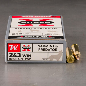 20rds - 243 Winchester Super-X 80gr. Pointed Soft Point Ammo