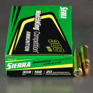 20rds – 308 Win Sierra MatchKing Competition 168gr. HPBT MatchKing Ammo