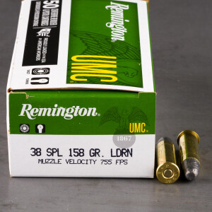 50rds - 38 Spec Remington UMC 158gr. Lead Round Nose Ammo