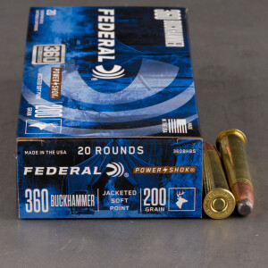 20rds – 360 Buckhammer Federal Power-Shok 200gr. JSP Ammo