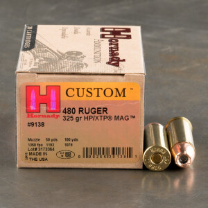 20rds - 480 Ruger Hornady Custom 325gr. XTP Hollow Point Ammo