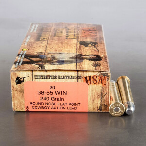  20rds – 38-55 Winchester HSM Cowboy Action 240gr. RN-FP Ammo