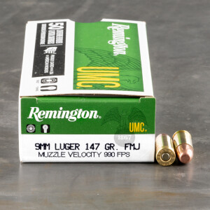 50rds - 9mm Remington UMC 147gr. Full Metal Jacket Ammo
