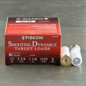 25rds - 12 Gauge Fiocchi Target Shooting Dynamics 2 3/4" 1 1/8oz. #8 Shot Ammo