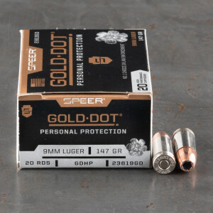 20rds – 9mm Speer Gold Dot 147gr. JHP Ammo