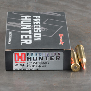 20rds – 257 Weatherby Magnum Hornady Precision Hunter 110gr. ELD-X Ammo