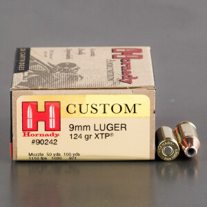 25rds - 9mm Hornady Custom 124gr. XTP HP Ammo
