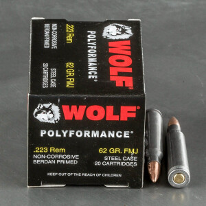 500rds - 223 Wolf WPA Polyformance 62gr. FMJ Ammo