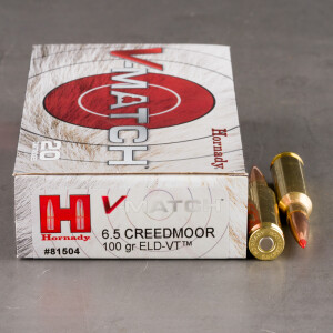20rds – 6.5 Creedmoor Hornady V-Match 100gr. ELD-VT Ammo