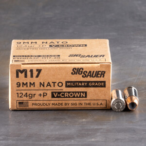 20rds – 9mm - +P Sig Sauer Elite M17 124gr. V-Crown JHP Ammo