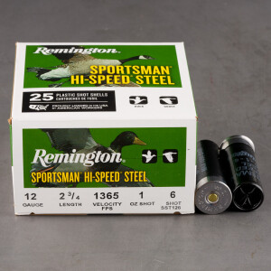 25rds - 12 Gauge Remington Sportsman Hi-Speed Steel 2 3/4" 1oz. #6 Shot Ammo